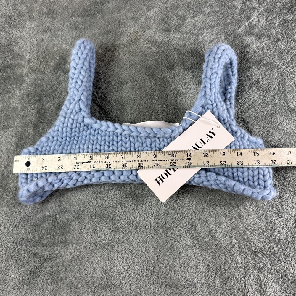 Hope Macaulay Crop Top XL Blue Chunky Knit Handmade Ireland Designer Tank Bralet - Picture 2 of 7